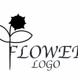 Grafika wektorowa przedstawiająca czarny, stylizowany kwiat z napisem 'FLOWER LOGO' poniżej, wykonanym ozdobną czcionką.