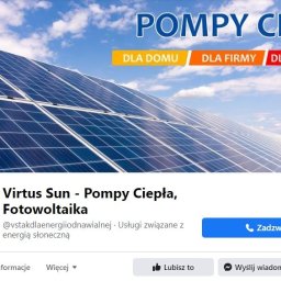 Zapraszamy na naszą stronę www.virtussun.pl
oraz na Facebook: Virtus Sun - Pompy Ciepła, Fotowoltaika