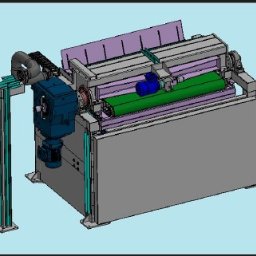 Ravens Dynamics Arkadiusz Kruk - Model 3D obrotnicy z napędem elektrycznym i systemem rur, w szaro-zielonej kolorystyce, prezentowany w perspektywie izometrycznej na jasnym tle.