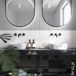 Łazienka z dwiema umywalkami, styl boho