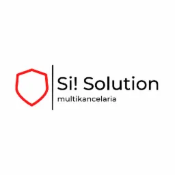 Logo firmy Si! Solution multikancelaria z czerwonym symbolem tarczy po lewej stronie.