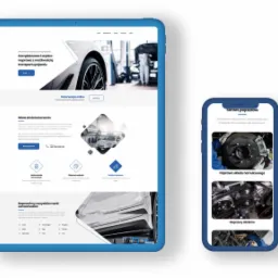 Wyświetlacz tabletu i smartfona prezentujące responsywną stronę internetową serwisu mechaniki samochodowej mechanik24.rzeszow.pl, z widocznymi elementami interfejsu użytkownika i zdjęciami z napraw.