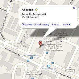 Mapa Szczecina z zaznaczoną lokalizacją Romualda Traugutta 84, 71-300 Szczecin, wyświetlona przez Google Maps.
