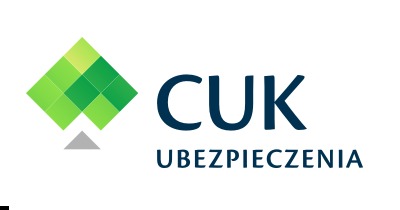 Logo firmy CUK Ubezpieczenia z siedzibą w Śremie, przedstawiające zielony, geometryczny symbol drzewa obok napisu 'CUK Ubezpieczenia' w kolorze granatowym.