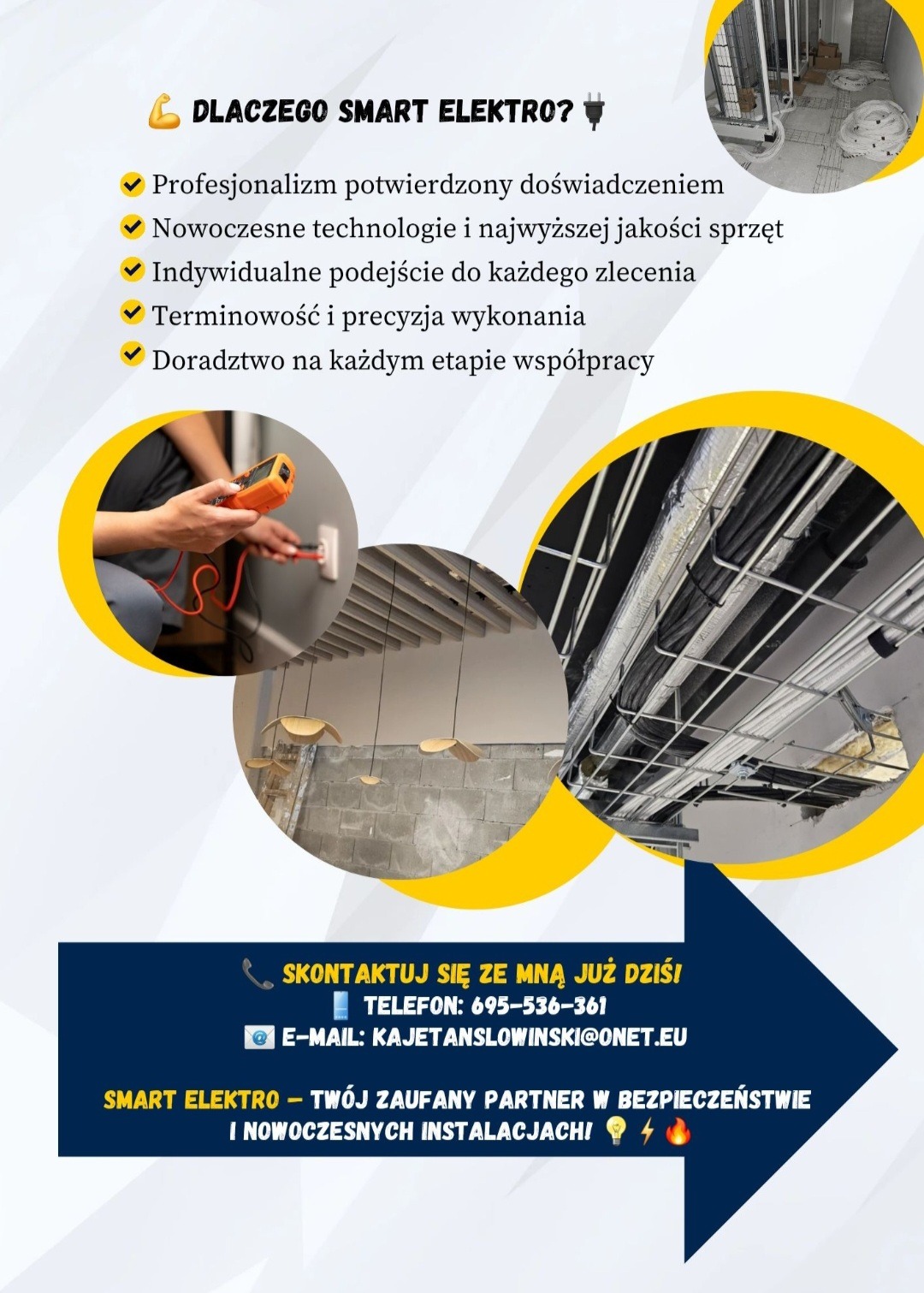 Prace elektryczne w Poznaniu: instalacja kabli pod sufitem podwieszanym, pomiary napięcia w gniazdku, elementy oświetlenia. Profesjonalne podejście.