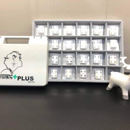 Salon Kosmetyczny Marlena - Zestaw do przekłuwania uszu Studex Plus z organizerem kolczyków i dekoracyjną figurką renifera.