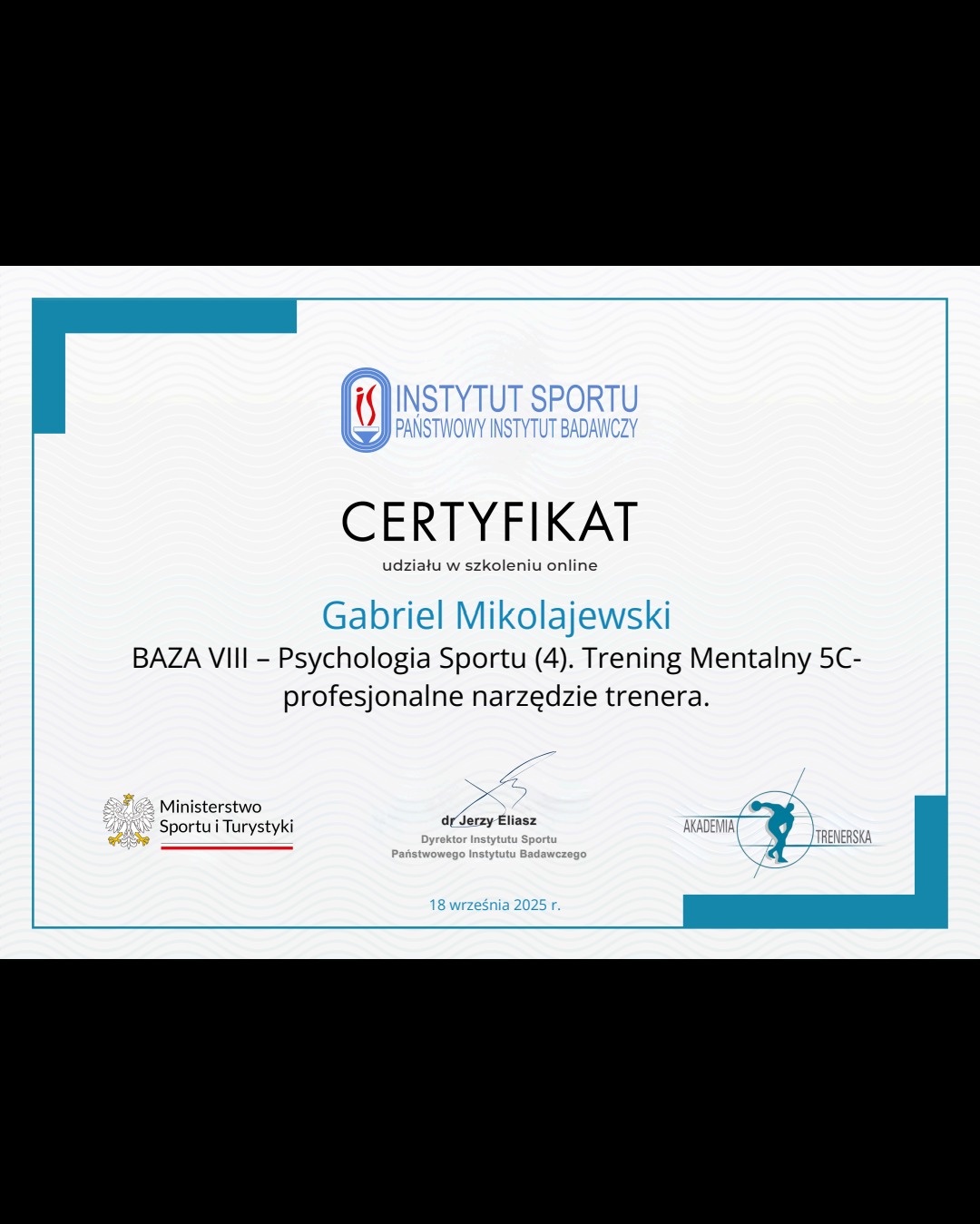 BAZA VIII - Psychologia Sportu (4). Trening Mentalny 5C- profesjonalne narzędzie trenera.