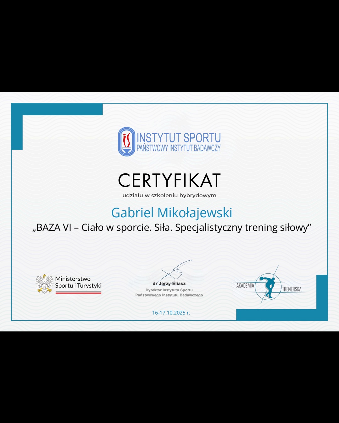 „BAZA VI - Ciało w sporcie. Siła. Specjalistyczny trening sitowy'