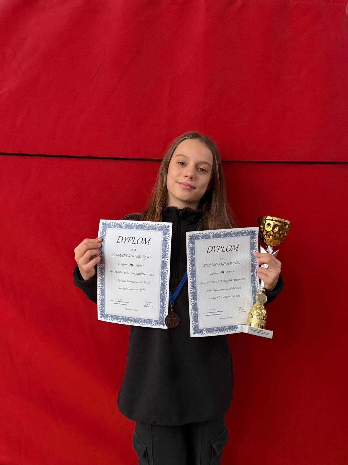 Zuzia brązowy medal mistrzostw Mazowsza w dwuboju nowoczesnym.