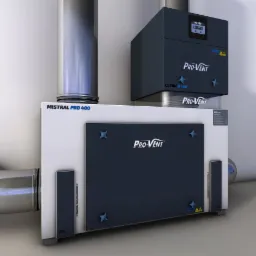 Centrala wentylacyjna Pro-Vent Mistral Pro 400 z modułem Clean R400, widoczne przyłącza kanałów wentylacyjnych.