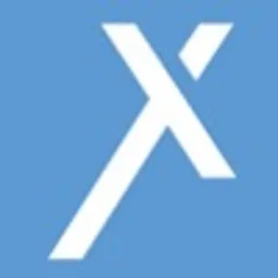 Biały symbol na błękitnym tle, przypominający literę 'X' z ukośną przerwą w górnej części.