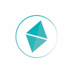 Turkusowy, geometryczny logotyp przedstawiający dwa trójkąty tworzące romb, umieszczone w okręgu na białym tle.