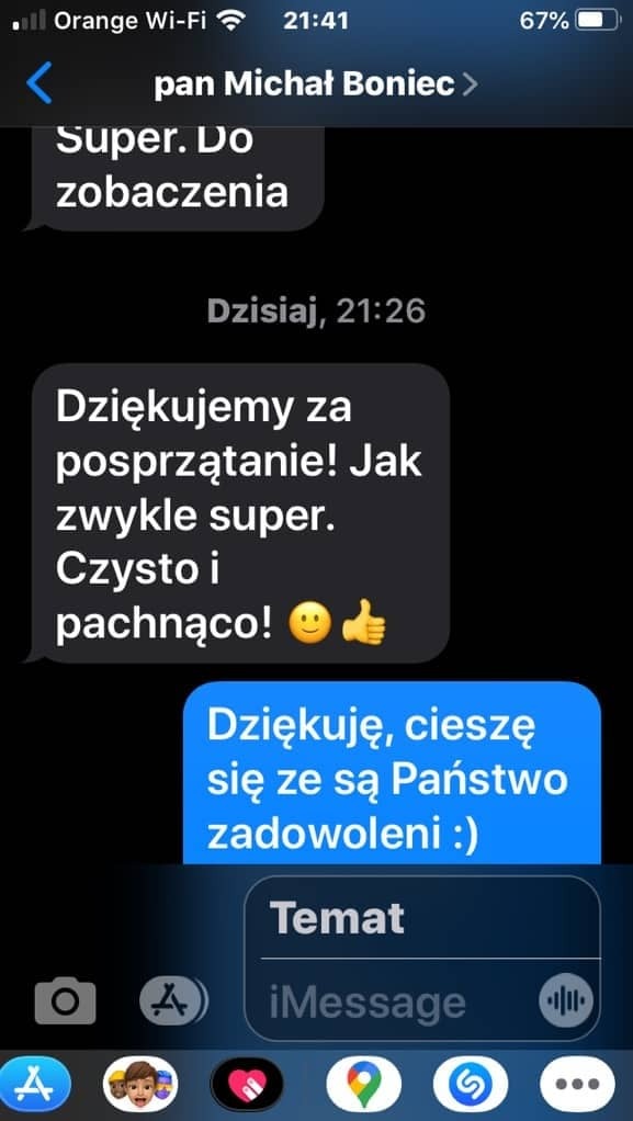 SMS od zadowolonego klienta.