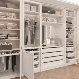 Piękna biała, luksusowa garderoba na wymiar Białystok