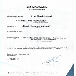 Kurs - „Pośrednik w Obrocie Nieruchomościami” organizowany przez Bielsko – Częstochowsko – Katowickie Stowarzyszenie Pośredników w Obrocie Nieruchomościami