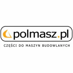 Logo firmy polmasz.pl oferującej części do maszyn budowlanych, z charakterystycznym pomarańczowym symbolem przypominającym żagiel lub ostrze lemiesza.