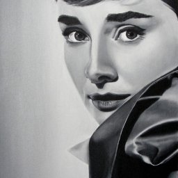 Audrey Hepburn, farby olejne na płótnie.