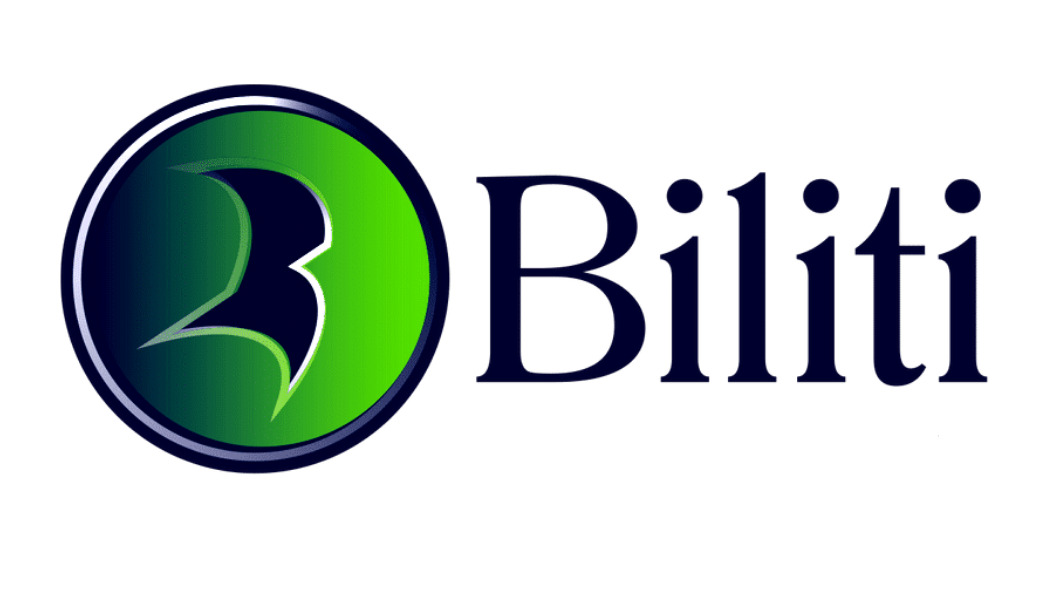 Logo firmy Biliti z zielono-granatowym gradientem w okręgu i stylizowaną literą B.