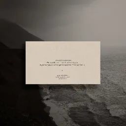 Beżowa kartka z podziękowaniem za zamówienie od marki CEO Skin, umieszczona na tle ciemnego krajobrazu z morzem i górą.