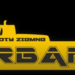 Logo firmy 'ROBOTY ZIEMNE URBANEK' z graficzną reprezentacją koparki na czarnym tle.