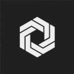 Stylizowany, geometryczny logotyp w kształcie sześcioboku z wewnętrznymi strzałkami, na jednolitym, ciemnym tle.