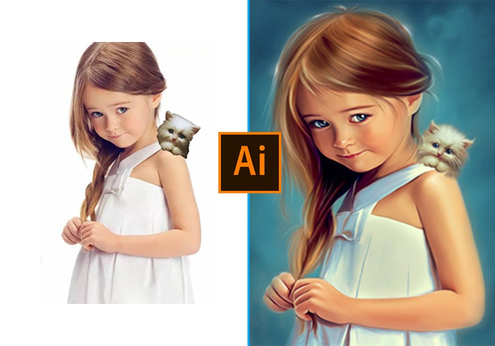 portret graficzny rencznie przerysowany ze zdjencja