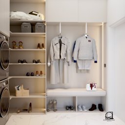 Pomieszczenie które ma 2 funkcje - pralnia oraz garderoba na odzież wierzchnią