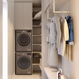 Pomieszczenie które ma 2 funkcje - pralnia oraz garderoba na odzież wierzchnią