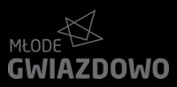 Logo firmy 'Młode Gwiazdowo' z geometrycznym symbolem gwiazdy na czarnym tle.