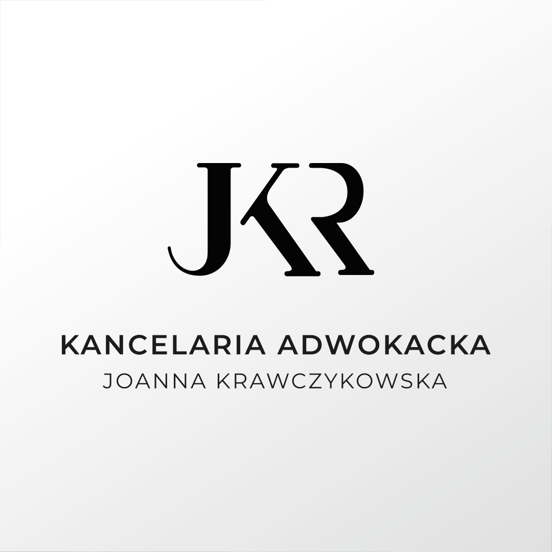 Logo kancelarii adwokackiej z inicjałami JKR, nazwą 'Kancelaria Adwokacka' i imieniem i nazwiskiem Joanna Krawczykowska.