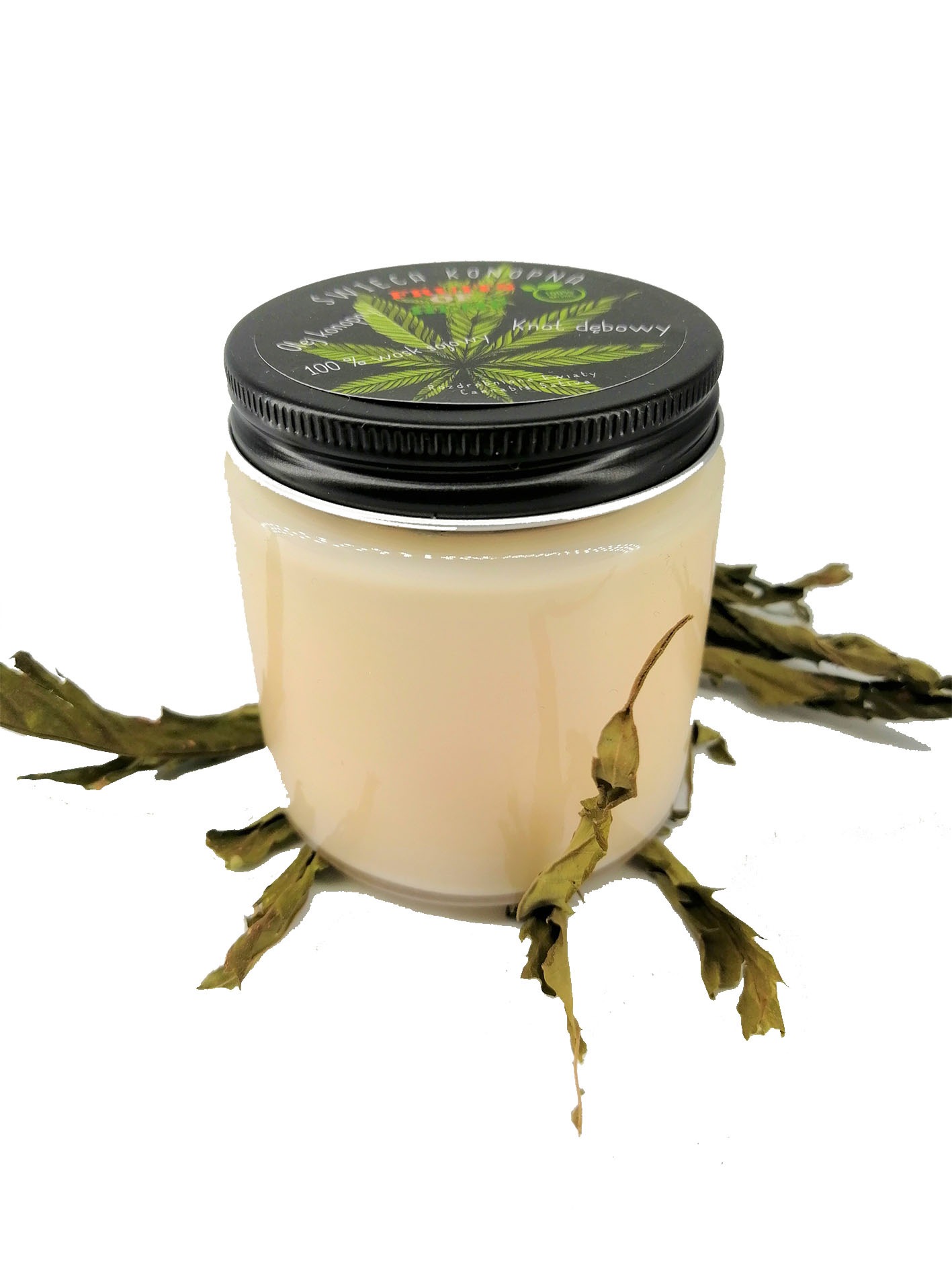 Świeczka konopna eko na bazie wosku sojowego.