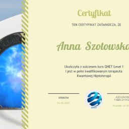 Hipnoterapia - Anna Szotowska. Certyfikowany Hipnoterapeuta i HipnoRefleksoTerapeuta. Hipnotyczna.pl