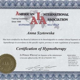 Hipnoterapia - Anna Szotowska. Certyfikowany Hipnoterapeuta i HipnoRefleksoTerapeuta. Hipnotyczna.pl