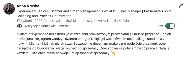 Opinia po szkoleniu.