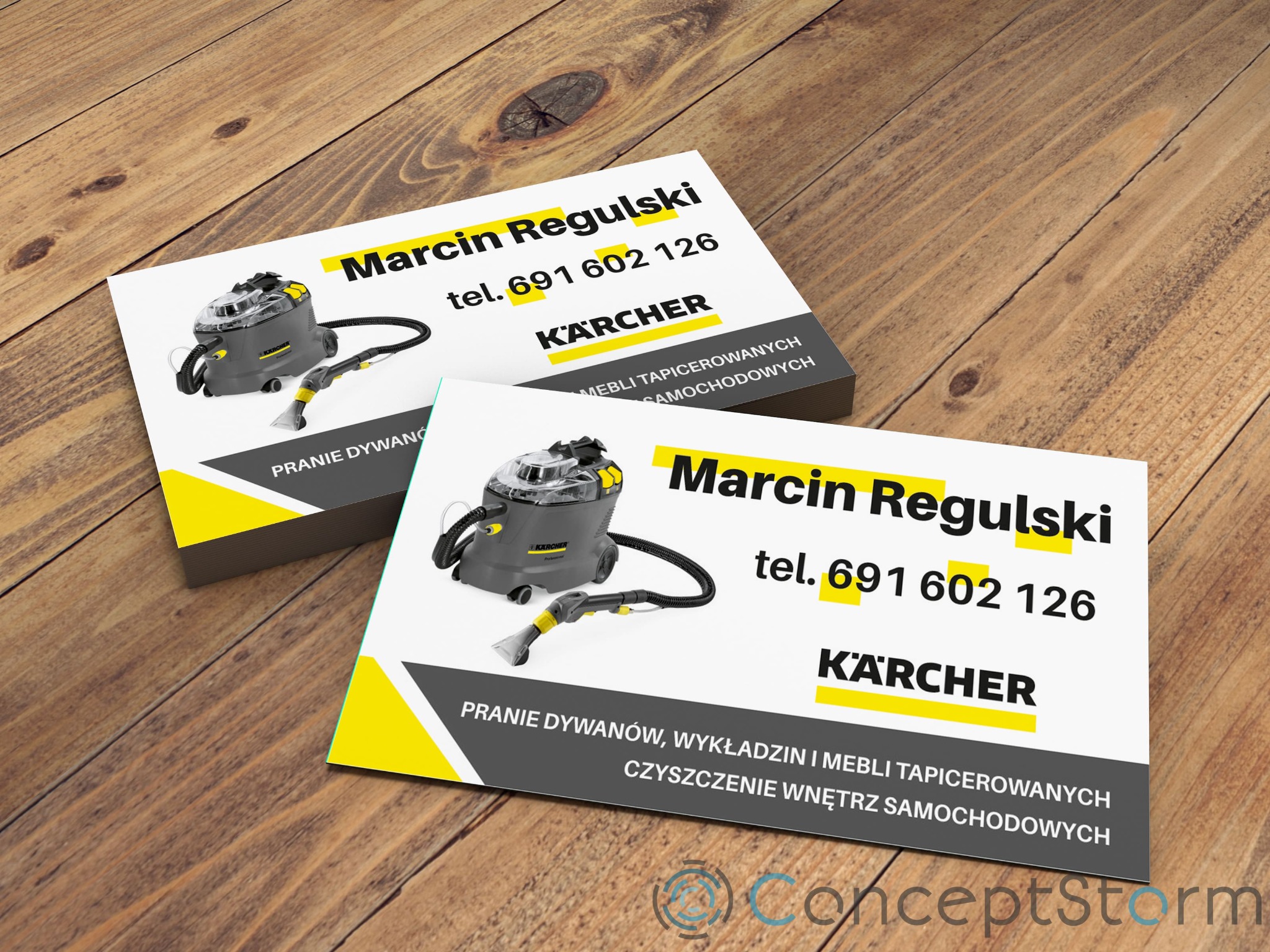 Projekt i wydruk wizytówek dla klienta. 500 szt.