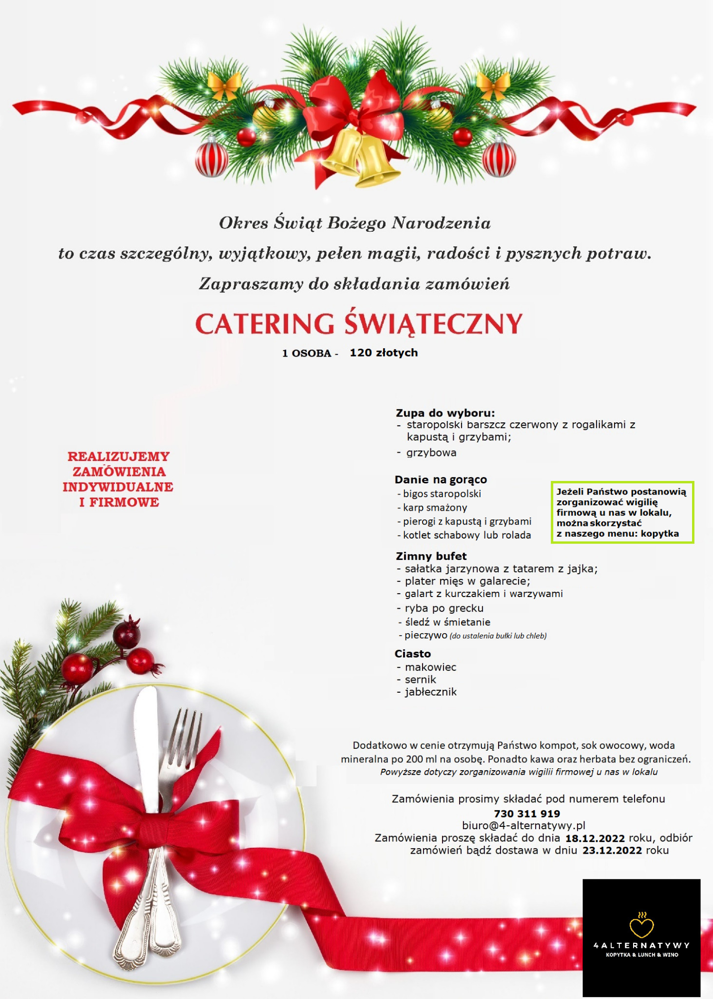 Catering świąteczny w 4 Alternatywach