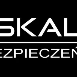 Logo firmy CSU Skalmowski z hasłem 'Twoje bezpieczeństwo w pracy' na czarnym tle, z białym symbolem roślinnym po lewej stronie.