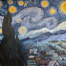 Kopia "Gwieździsta noc" Vincenta Van Gogha
Technika: akryl  a płótnie
Format 2x1.6m