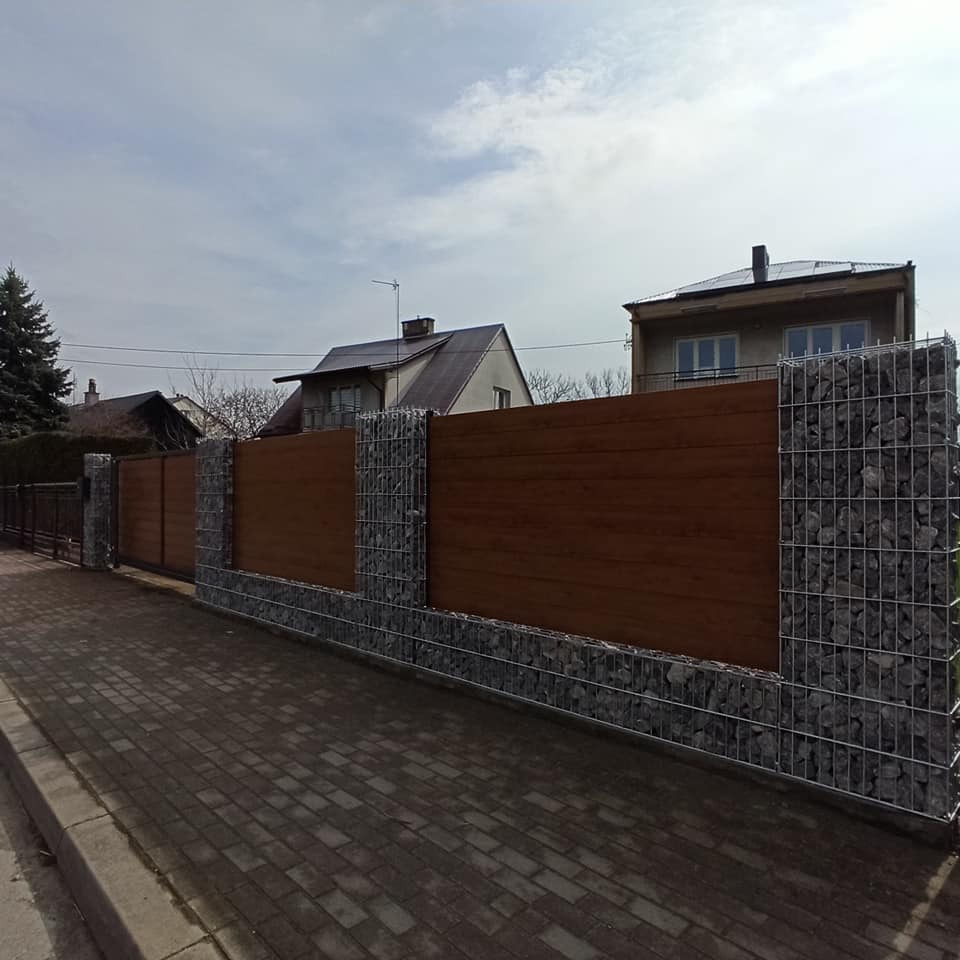 Przęsło pełne drewnopodobne + gabion