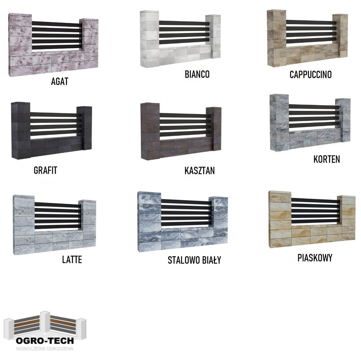 bloczki ogrodzeniowe gładkie, ogrodzenia nowoczesne, STYROBUD