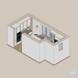 Zula Studio Urszula Buszta - Projekt kuchni- widok w perspektywie