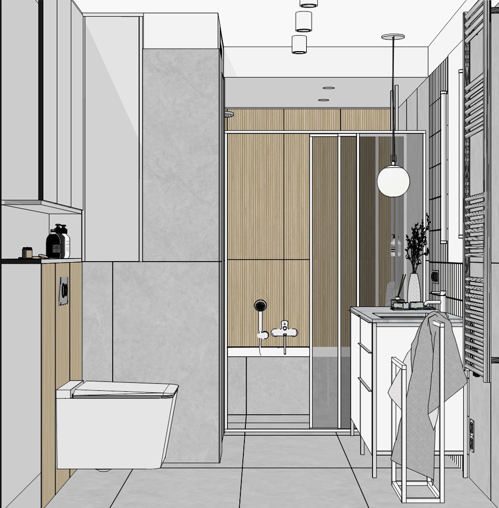 Prosta wizualizacja łazienki.