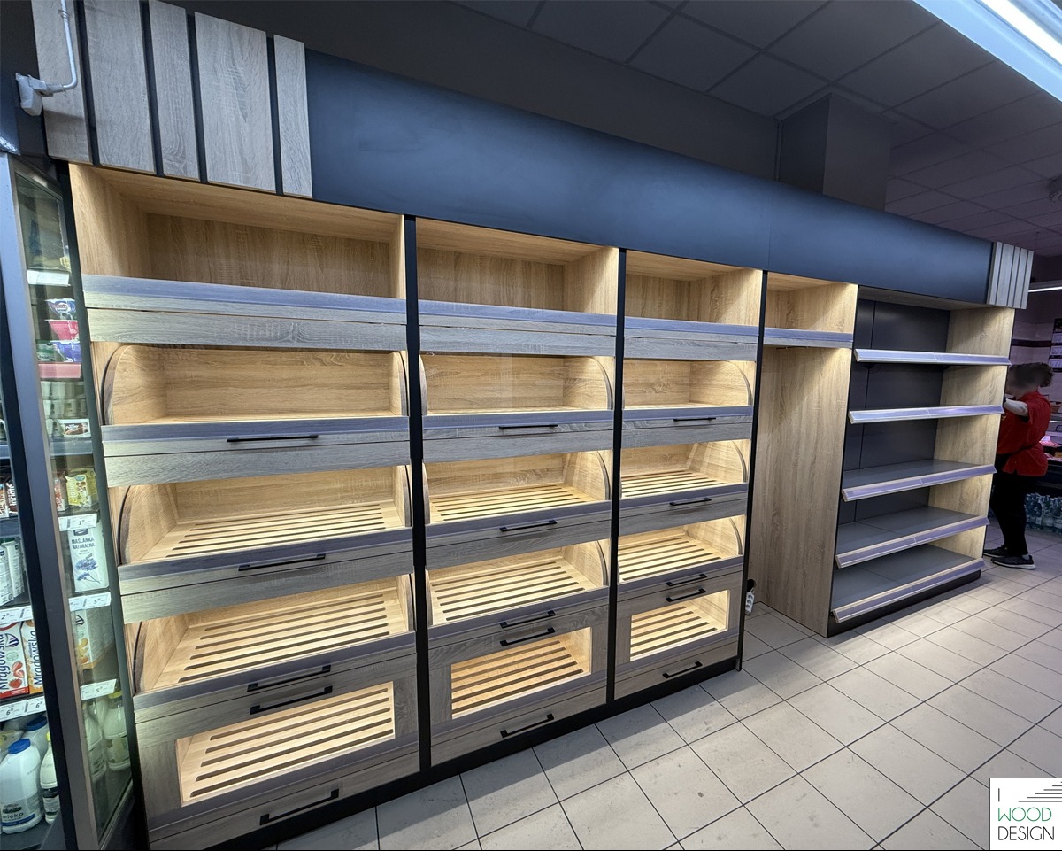 realizacja regałów piekarniczych w sklepie Chorten