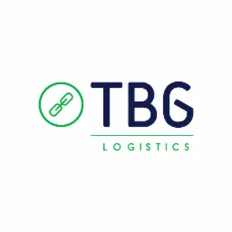 Logo firmy TBG Logistics z zielonym symbolem łańcucha w okręgu po lewej i granatowym napisem TBG nad słowem LOGISTICS.