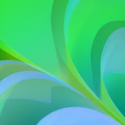 Abstrakcyjne ujęcie warstw zielonego i niebieskiego materiału, tworzących faliste kształty i gradienty kolorów.