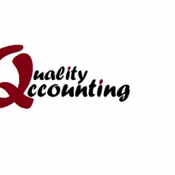 Logo firmy Quality Accounting z dużą literą Q w kolorze bordowym i napisem 'uality' w kolorze czarnym