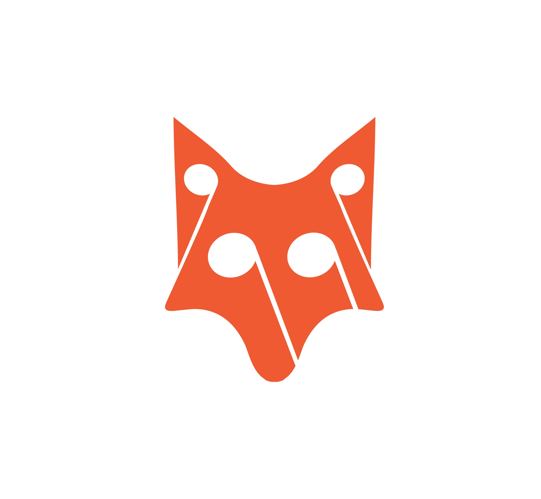 Pomarańczowe logo w kształcie lisa z nutami muzycznymi zamiast oczu na białym tle.