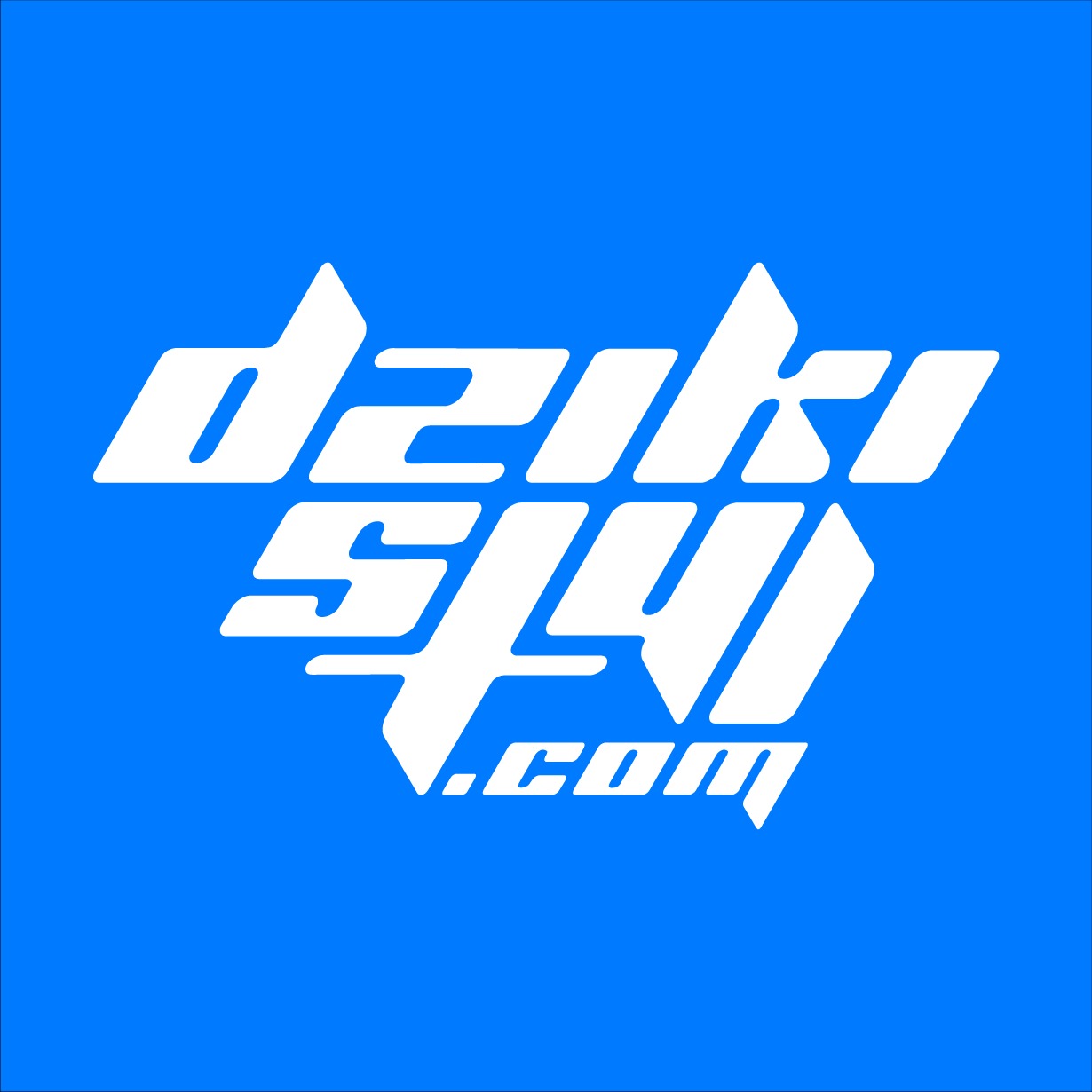 Białe logo 'dzikisly.com' na jasnoniebieskim tle, z charakterystyczną stylistyką liter o ostrych krawędziach.