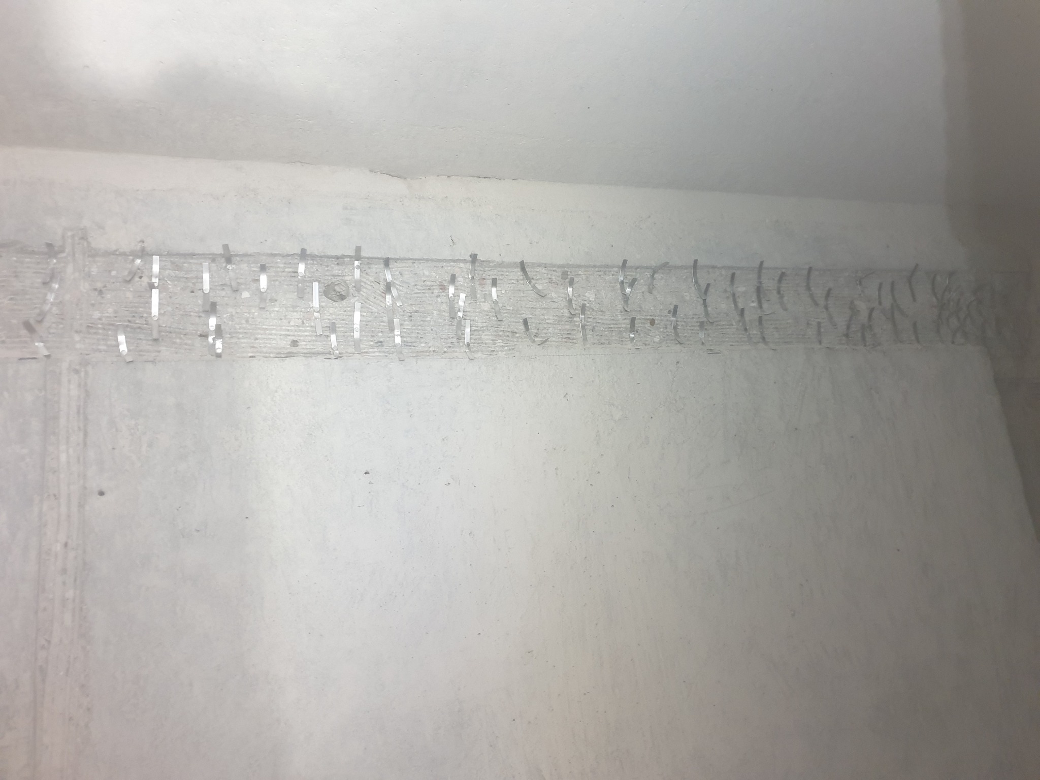 Szyna wyrównawcza potencjałów zamontowana na betonowej ścianie, widoczne liczne zaciski i przewody uziemiające.