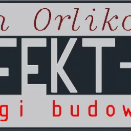 Logo firmy budowlanej Adam Orlikowski PERFEKT-TIM, oferującej usługi budowlane, z wyraźnym napisem w kolorach czerwonym, białym i szarym.